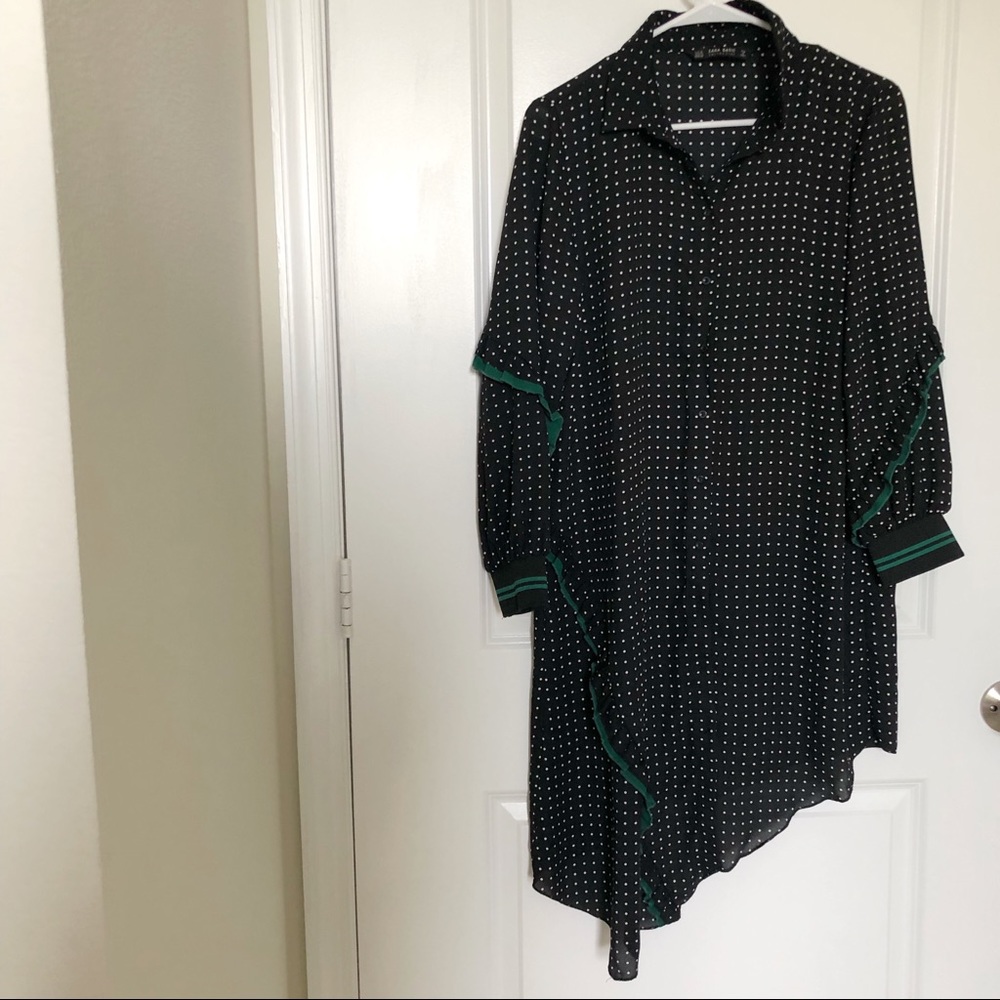 Zara polka dot button down dress